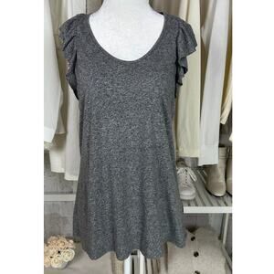 Gap Women's Sz M Tall Heather Gray Ruffle Trim Lightweight Racerback Tank #0483